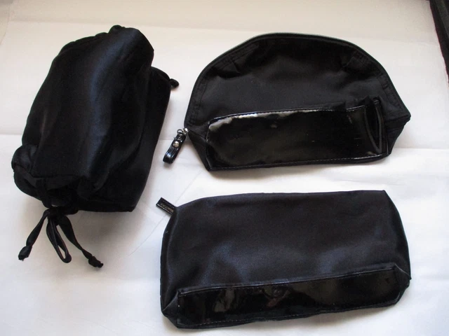 Lancôme 3 black Cosmetic Bag case organizer lot makeup toiletry travel kits 2
