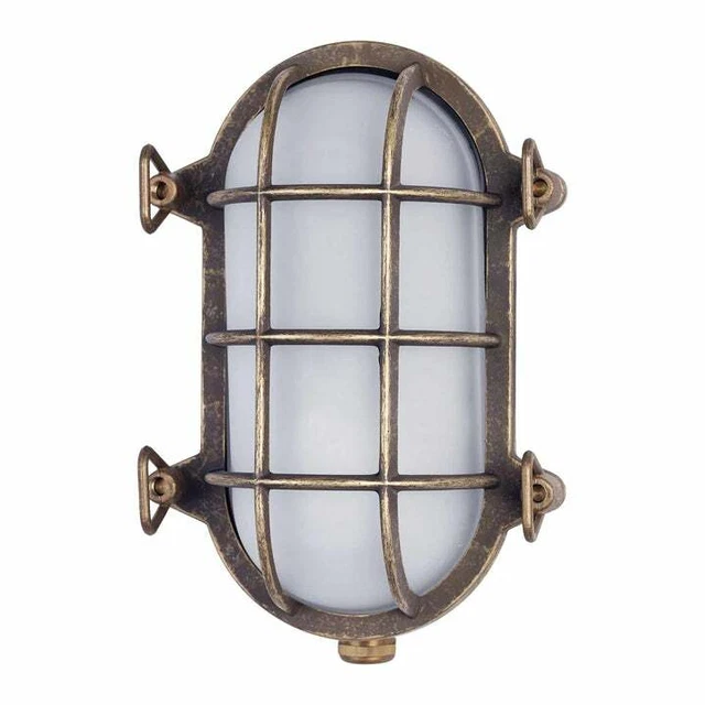 Applique lampada parete in ottone brunito stile nautico