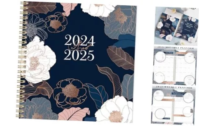 Planner 2024-2025 - JUL 8"x10" Upgrade:Engraved Art Floral Planner 2024-2025