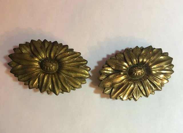 2 Vintage Hollywood Regency Brass Cabinet Pulls