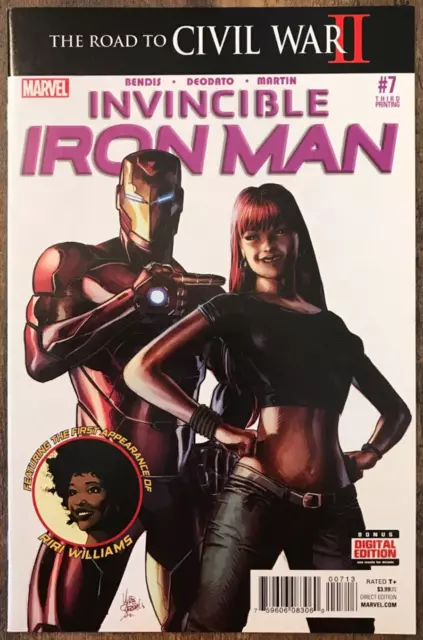 Invincible Iron Man #7 Bendis Stark 1st App Riri Williams 3rd Print Variant 2016
