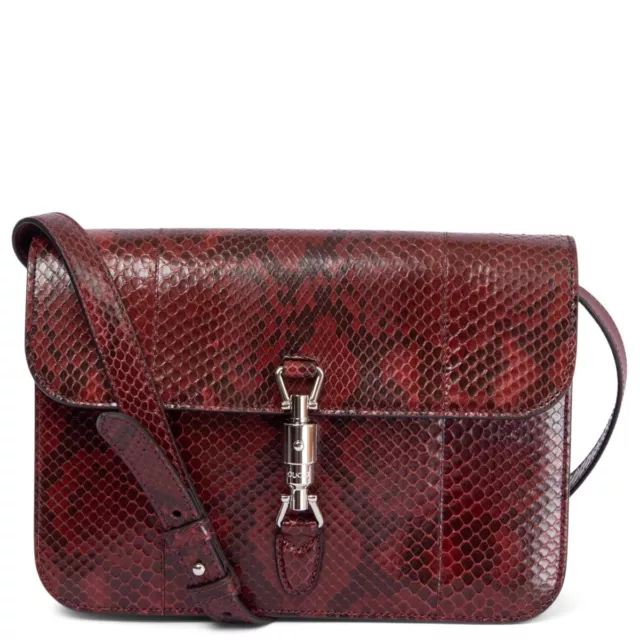 66567 auth GUCCI burgundy 2014 PITHON SOFT JACKIE FLAP Shoulder Bag