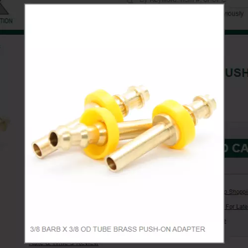 3/8 Barb X 3/8 Od Tube Brass Push-On Adapter # P11-66