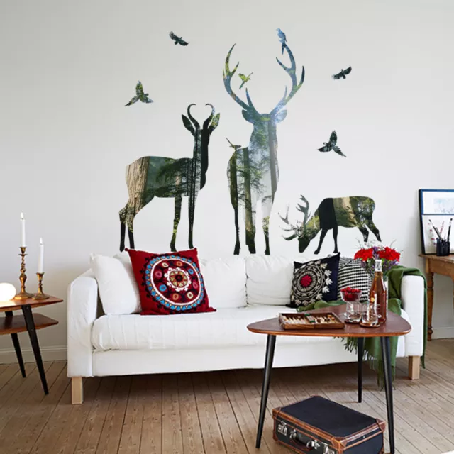 Home Sticker Removable Wall Stickers Deer Forest Art Vinyl Decals Mural Decor