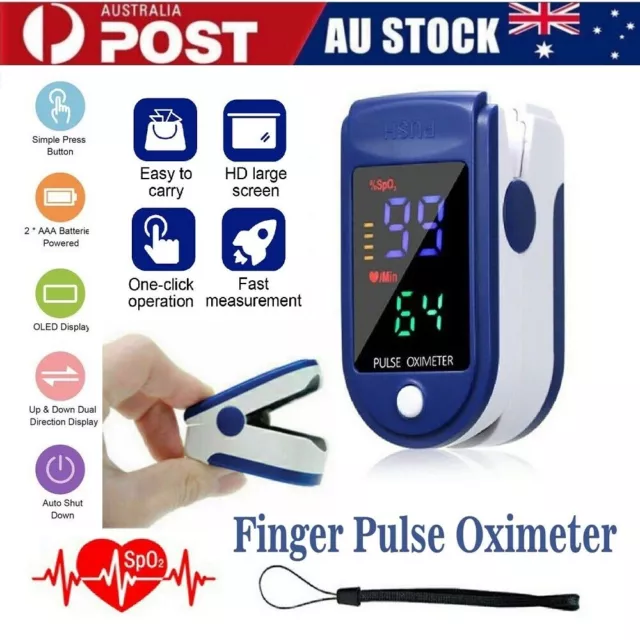 Professional Finger Pulse Oximeter Blood Oxygen Saturation Heart Rate Monitor AU