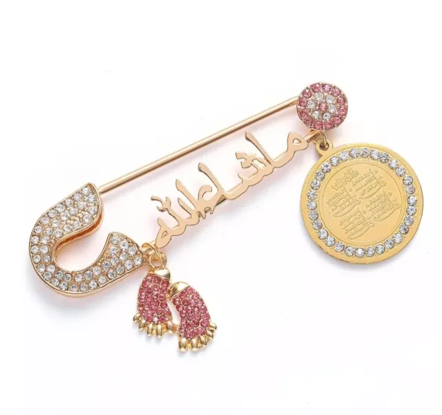 Muslimischer Schmuck Islam Arabisch Fatima Evil Eye Brosche Baby Pin Mashallah