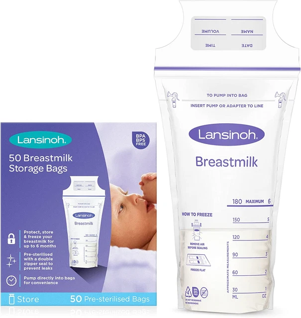 Bolsas de almacenamiento de leche materna Lansinoh bolsas de leche materna para nevera o congelador ee. uu....