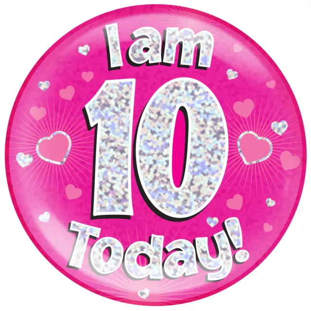 Age 10 10th Birthday Badge Party Gift Present For Girl Pink Large Jumbo Badge