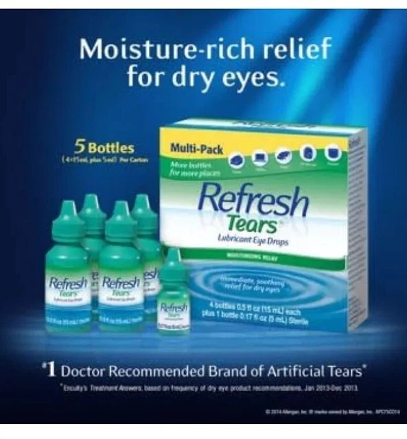 REFRESH TEARS LUBRICANT Eye Drops MultiPack 4+1 Bonus Bottle Free Ship