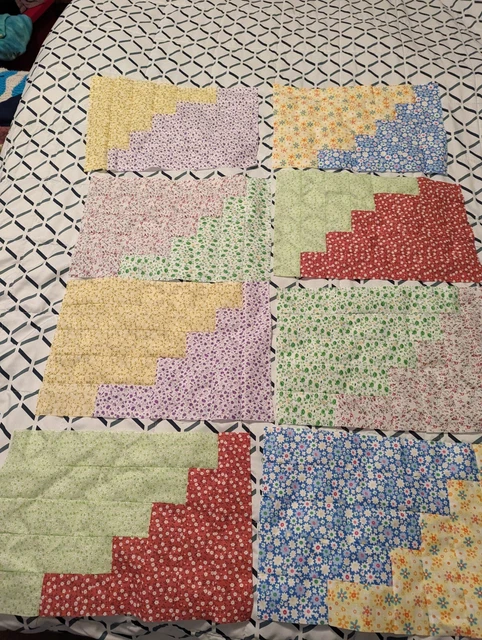 Lote de 8 bloques de edredones estilo Tetris sin terminar 15""x10"". Plateles, bebé, mascota  ️ 🙂