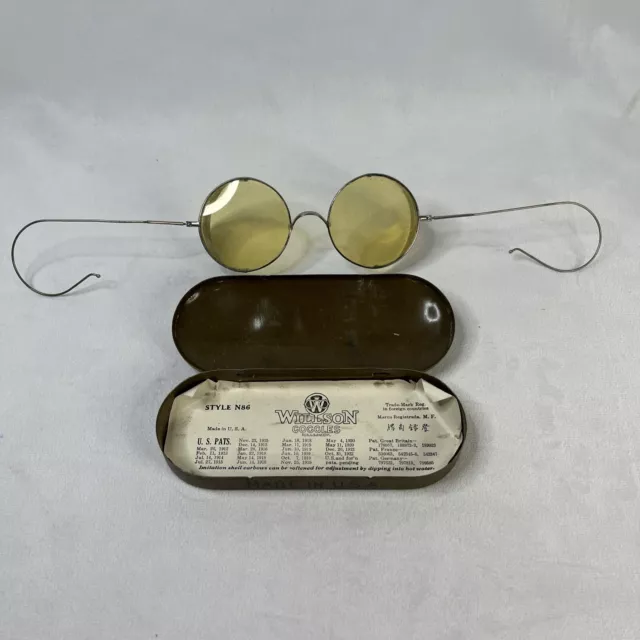 Antique Amber Willson Sunglasses Goggles Spectacles Vtg Steampunk Safety Glasses