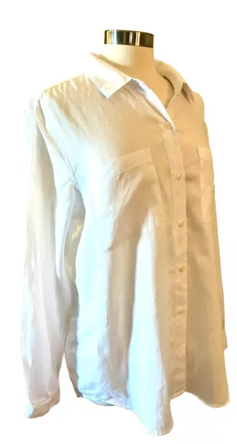 ***Lord and Taylor Pristine White Button Down Linen Blouse Shirt Top XL