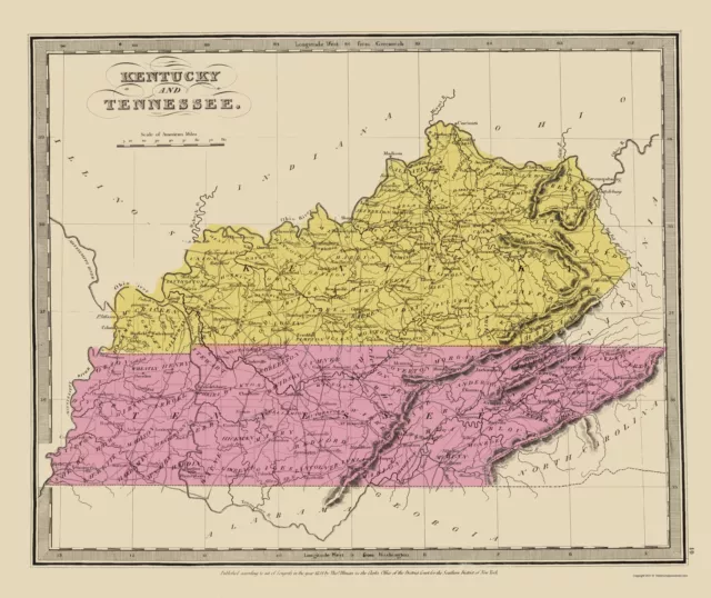 Kentucky Tennessee - Illman 1834 - 23.00 x 27.35