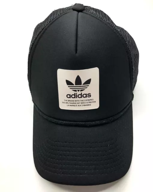 Adidas Trucker Hat Trefoil Logo Foam Panel Black Mens OSFM Snapback Mesh Back