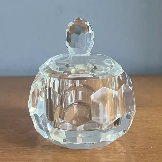 Cut Crystal Glass Small Lidded Dish Trinket Box