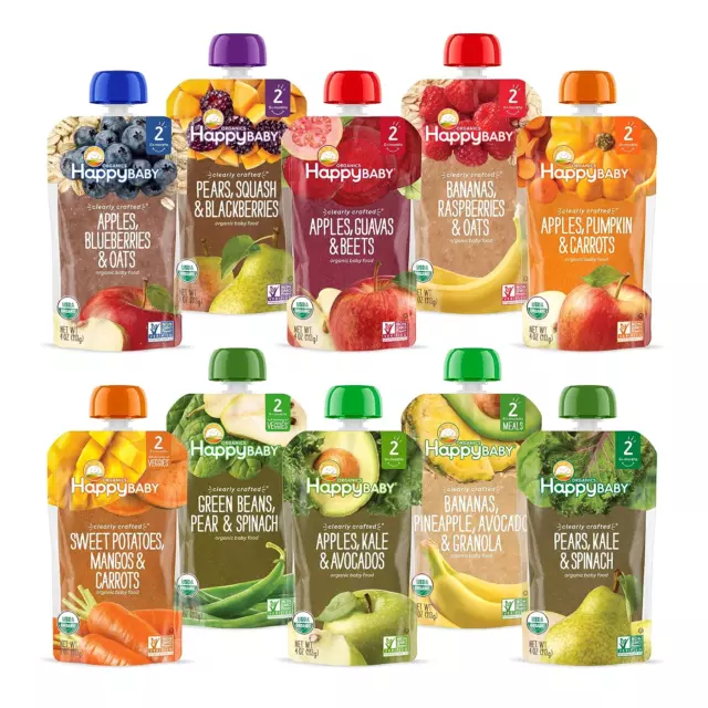 Organics Stage 2 Baby Food Pouches Fruit & Veggie Variety Pack 4 Oz (Pack of 10)