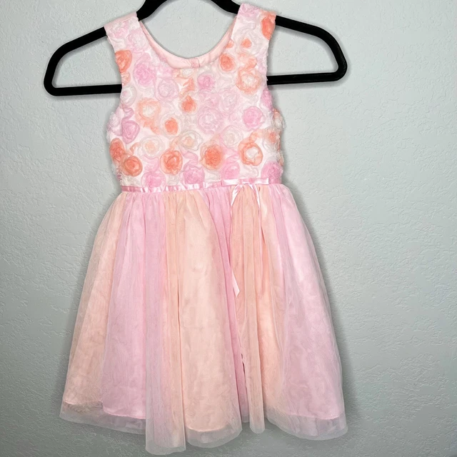 jona michelle girls dress special occasion tulle pink orange embellished size 5