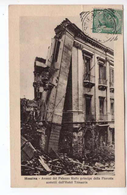 1908 Messina Italy Earthquake Damage Hotel Trinacria Antique Postcard 1910