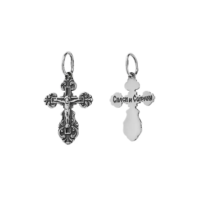 925er Sterlingsilber Kreuz Orthodoxe Kruzifix Anhänger Glaubenssymbol 6214 Taufe