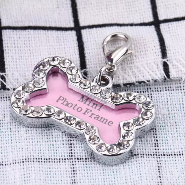 Pet Cats Dog ID Tags Customized Personalized Bone Shaped Alloy Crystal Tag 3