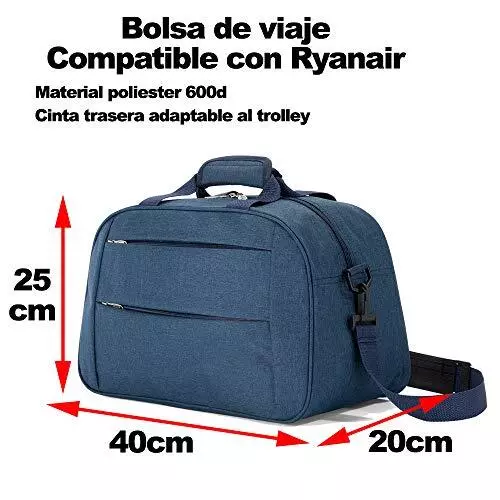 Bolsa de viaje 40 x 25 x 20 cm Tamaño Equipaje de mano Ryanair y Vueling (5496 2