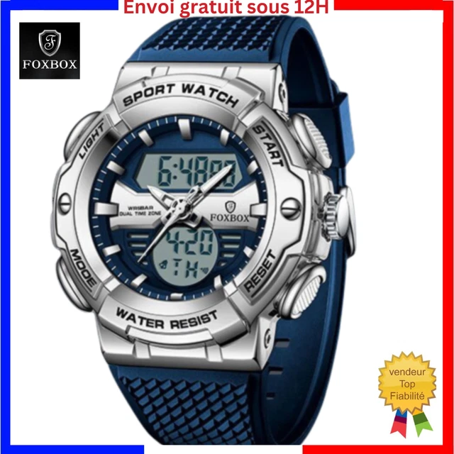 Montre Sport Militaire étanche Homme - Analogique/numérique, Quartz, Chronographe, Bleue, Neuve