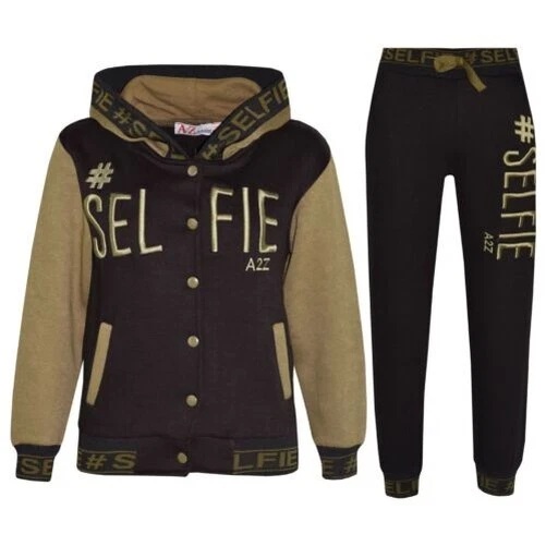 Bambini Ragazzi Tuta di Design # Selfie Top Ricamato Fondo da Jogging