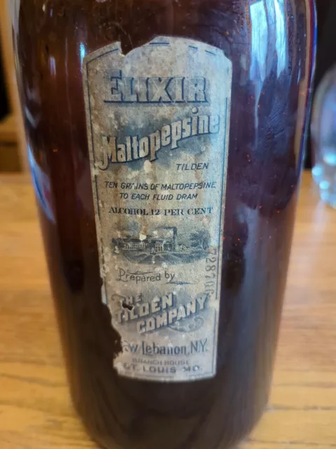 Huge Gallon Tilden Co Antique Amber Apothecary Pharmacy Dr Old Bottle Vtg Label