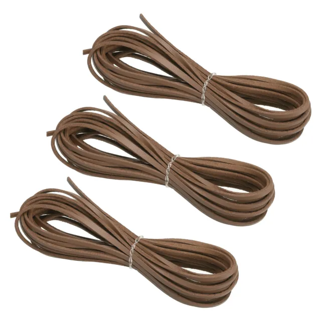 3pcs 3mm x 5 Yards Leather Cord for Necklace Bracelet, Coffee