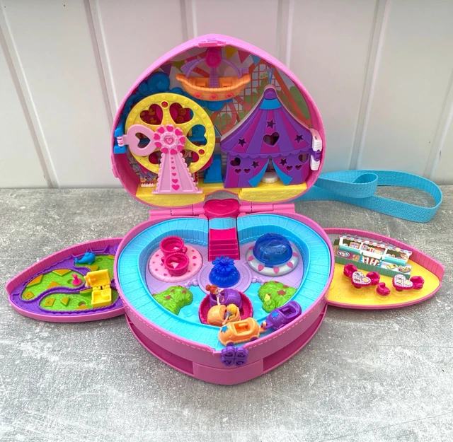 POLLY POCKET TINY Mighty Theme Park Backpack Heart Carry Case With
