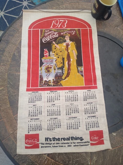 Vintage 1973 COCA-COLA Cloth Calendar Soda