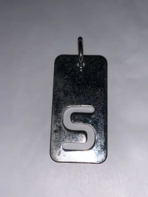 Silver Vertical Bar Letter S Pendant Keychain