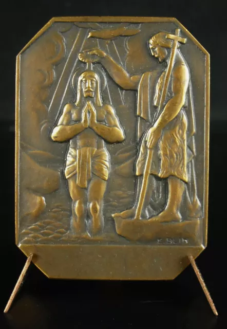 Medalla San Juan Apóstoles Cristiano c1930 Religion 65MM Edward Pedro Blin
