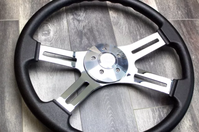 4 Spoke Steering Wheel 18" Black (Freightliner, Kenworth, Peterbilt, Volvo)