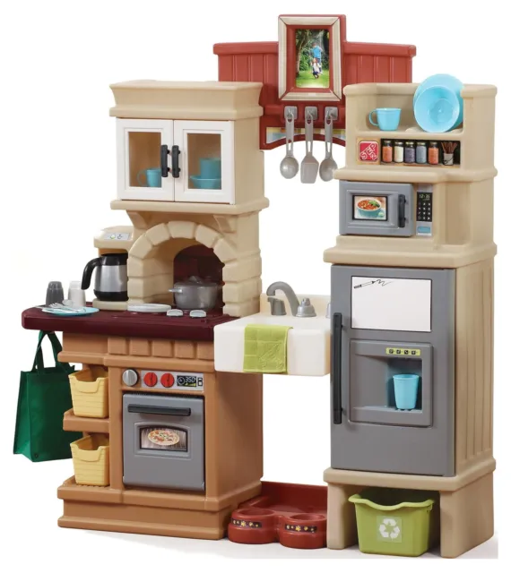 Qaba Kids Play Kitchen Set Pretend Wooden Cooking Toy Set With Drinking  Fountain, Microwave, Fridge And Accessories For Age 3 Years : Target