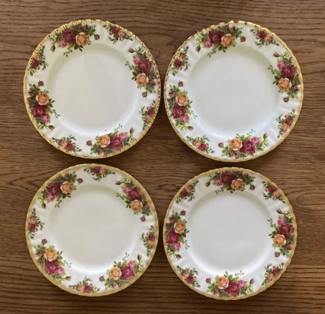 SET OF 4 ROYAL ALBERT OLD COUNTRY ROSES 8” England SALAD BREAD LUNCHEON PLATES