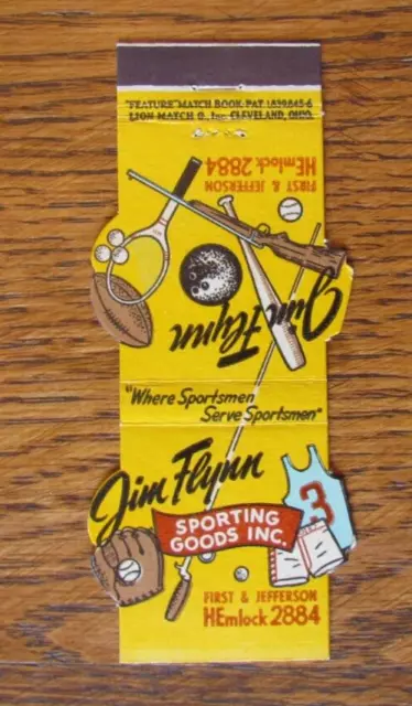 Contour Matchbook Cover: Jim Flynn Sporting Goods Dayton, Ohio Matchcover -C6