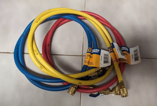 NEW Yellow Jacket 29985 60" 3 Pak HBVV RYB Plus II Refrigerant Charging Hose