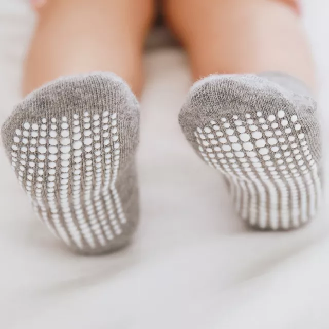 "Non-Slip Baby & Toddler Ankle Garter Grips - 6 Pairs Solid Boat Socks