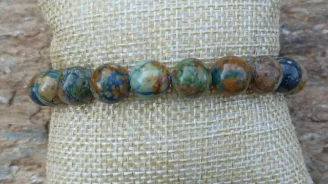 Bracelet Boule Lithothérapie Pierre Naturelle Azurite Malachite Naturelle AB 10