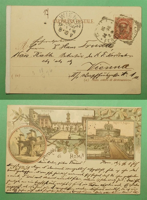 DR WHO 1896 ITALY ROME POSTCARD TO AUSTRIA  i68910