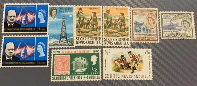 St Kitts Nevis stamps mixed x 9