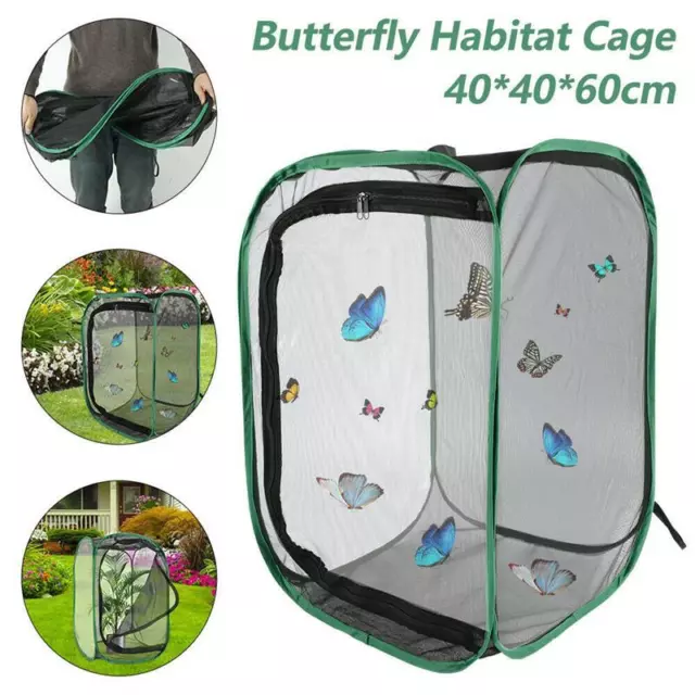 Green Collapsible Insect Cage Butterfly Mantis Stick Breeding Zipper Cages Net