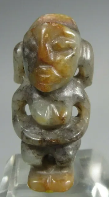 Fine China Chinese Russet/Green Jade Carved Amulet Figure of a Standing Woman