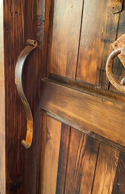 Rustic reclaimed lumber arched door solid wood storybook castle winery speakeasy 5