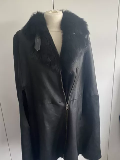 Alexander McQueen Leather Shearling Cape Jacket