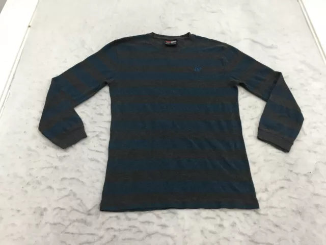 Southpole Thermal Shirt Boys XL 18-20 Black Blue Striped Long Sleeve Crew Neck