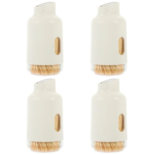 4 Pieces Portable Toothpick Box Wooden Toothpicks Ornament Container Automatic