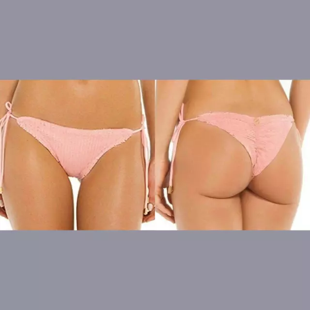 NEW $96 ViX Swimwear [ Medium ] Scales Ripple Side Tie Bikini Bottoms Pink #4775