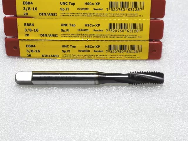 DORMER E884 3/8-16 2B UNC Spiral 3 Flute, HSCO-XP Tap,3/8"